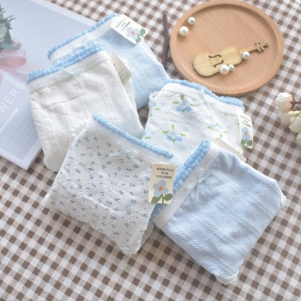 蓝色珊瑚海 7A抗菌女生纯棉内裤A类棉女三角裤全棉裆碎花舒适柔软