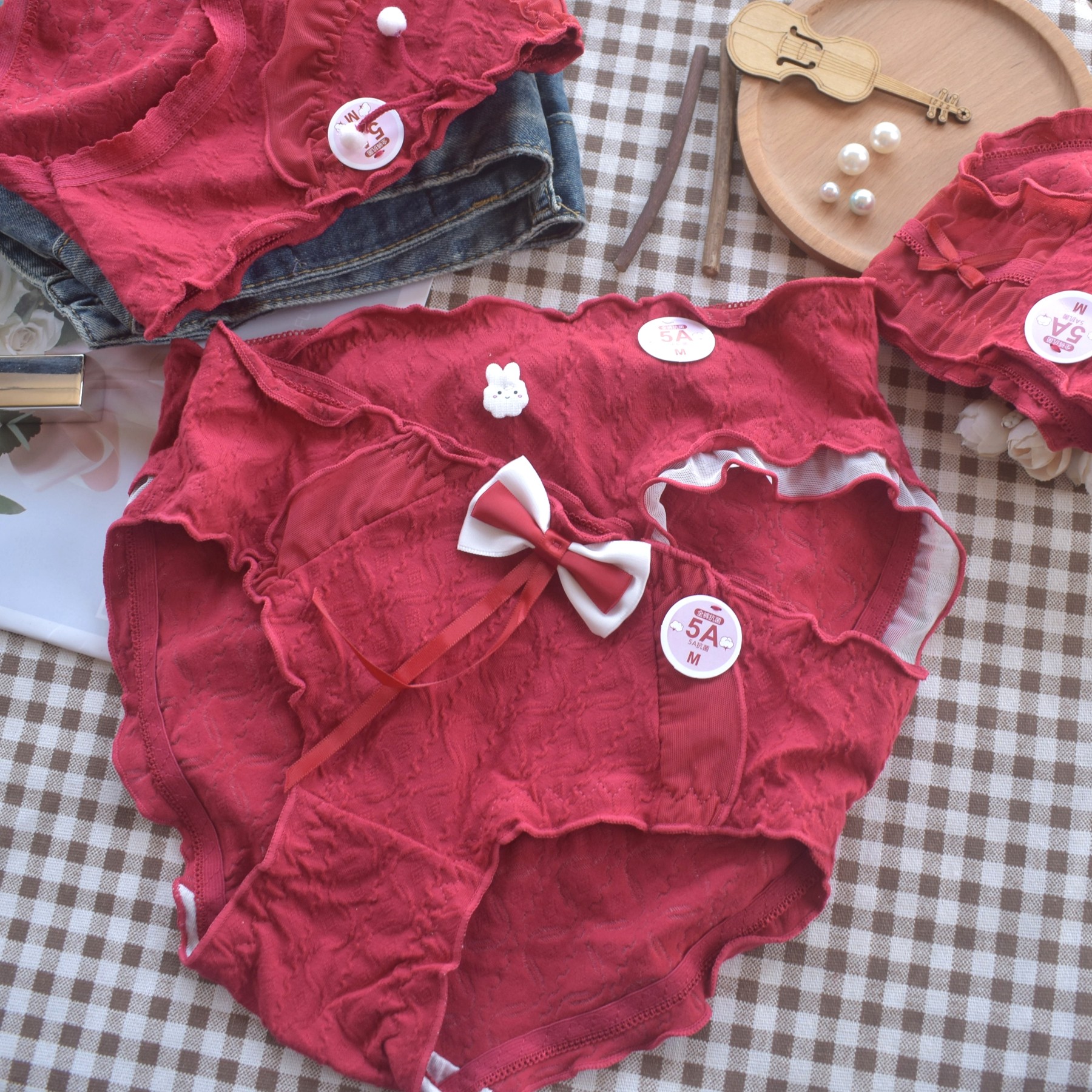 微醺玫瑰 红色内裤女蕾丝本命年女生新婚性感纯棉舒适透气三角裤,女士内衣/男士内衣/家居服,女三角裤,淘宝优惠券,粉丝福利购,淘宝优惠卷