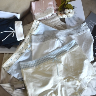 氧气多巴胺甜美撞色纯色平角裤纯棉女生加长裆中腰少女小平角内裤