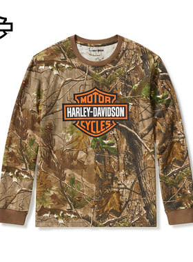 哈雷戴维森 X Realtree 男士迷彩长袖T恤 树叶印花长袖 美式经典