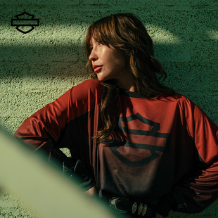 哈雷戴维森摩托车骑行服男款骑行速干衣男士长袖上衣排汗 透气