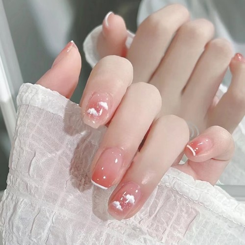 仙女显白渐变云彩手工美甲