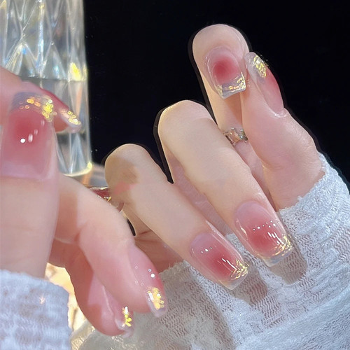 落日余晖腮红极光美甲