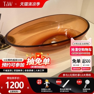 特拉维尔彩色透明树脂台上盆阳台小尺寸洗手盆家用鹅蛋形洗漱脸盆