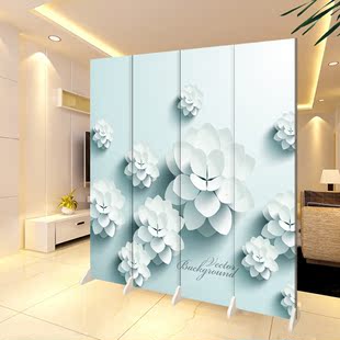 玄关美容直播家居装 3D现代简约立体花朵折叠屏风隔断客厅时尚 饰墙