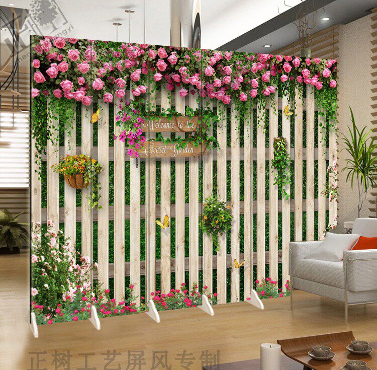 蔷薇玫瑰欧式建筑街道折叠屏风隔断客厅时尚玄关入户美食美容婚礼