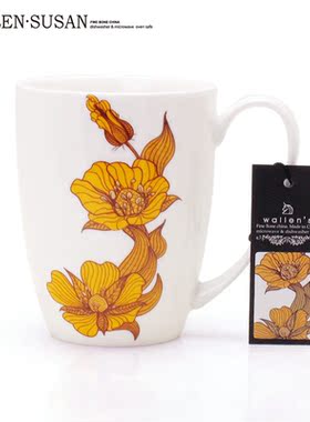 SUE系列清秋小清新骨瓷杯陶瓷马克杯咖啡杯北欧情侣杯简约WALLEN