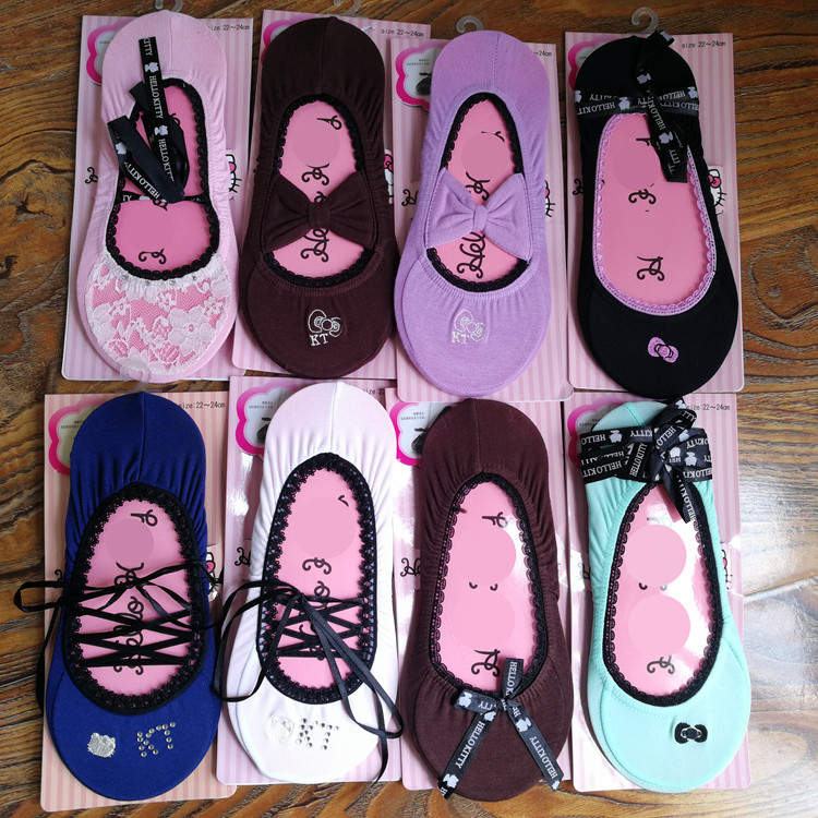 春夏薄款女袜花边浅口隐形袜绑带蝴蝶结洛丽塔可爱甜美芭蕾风袜子