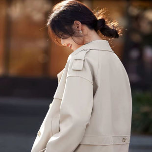 2025年春秋新款气质时尚中长款风衣女收腰显瘦短款外套卡其色上衣