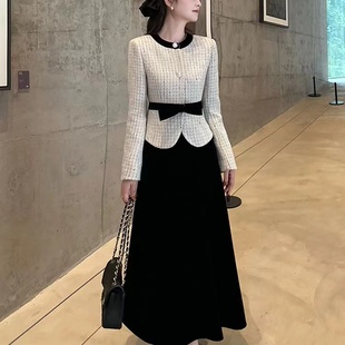 女 气质名媛高级感大方得体小香风白色外套半身裙套装 2025新款 秋季