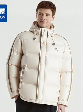 【可拆卸帽子】罗蒙冬季羽绒服男士保暖加厚90鸭绒可立领穿搭侧边