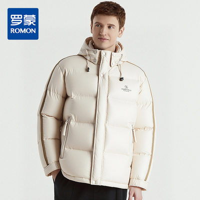 【可拆卸帽子】罗蒙冬季羽绒服男士保暖加厚90鸭绒可立领穿搭侧边