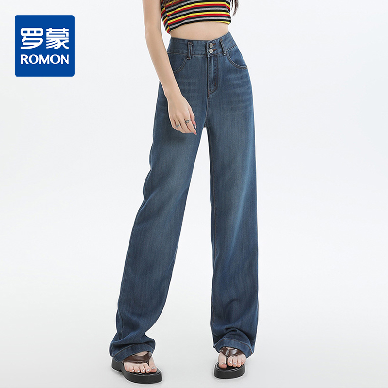 【莱赛尔面料】罗蒙春夏轻薄女士牛仔裤直筒宽松版休闲百搭女长裤