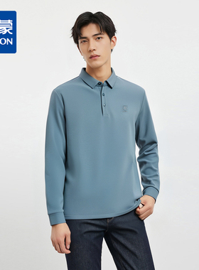 【双面含桑蚕丝】罗蒙春秋男士商务polo衫男长袖t恤男春秋男士pol