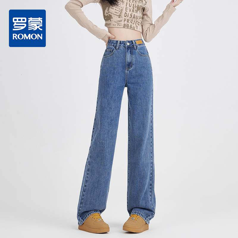 罗蒙女士四季款牛仔裤百搭时尚女长裤好穿休闲通勤显瘦直筒裤女