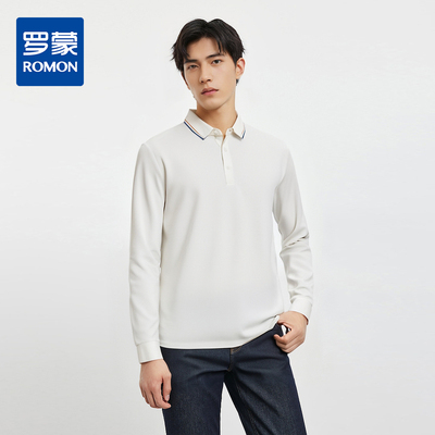 【华夫格】罗蒙春秋款男士抗皱免烫polo衫男长袖t恤男商务男士pol
