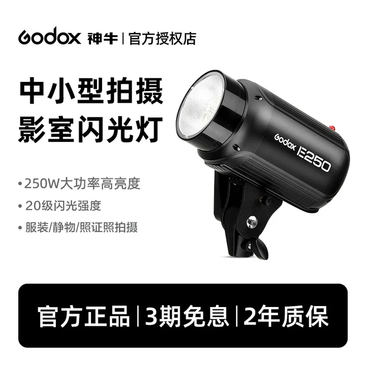 Godox神牛250W电商拍摄影室专业闪光灯证件照静物灯人像电商淘宝开店服装拍照补光灯小型影棚灯套装