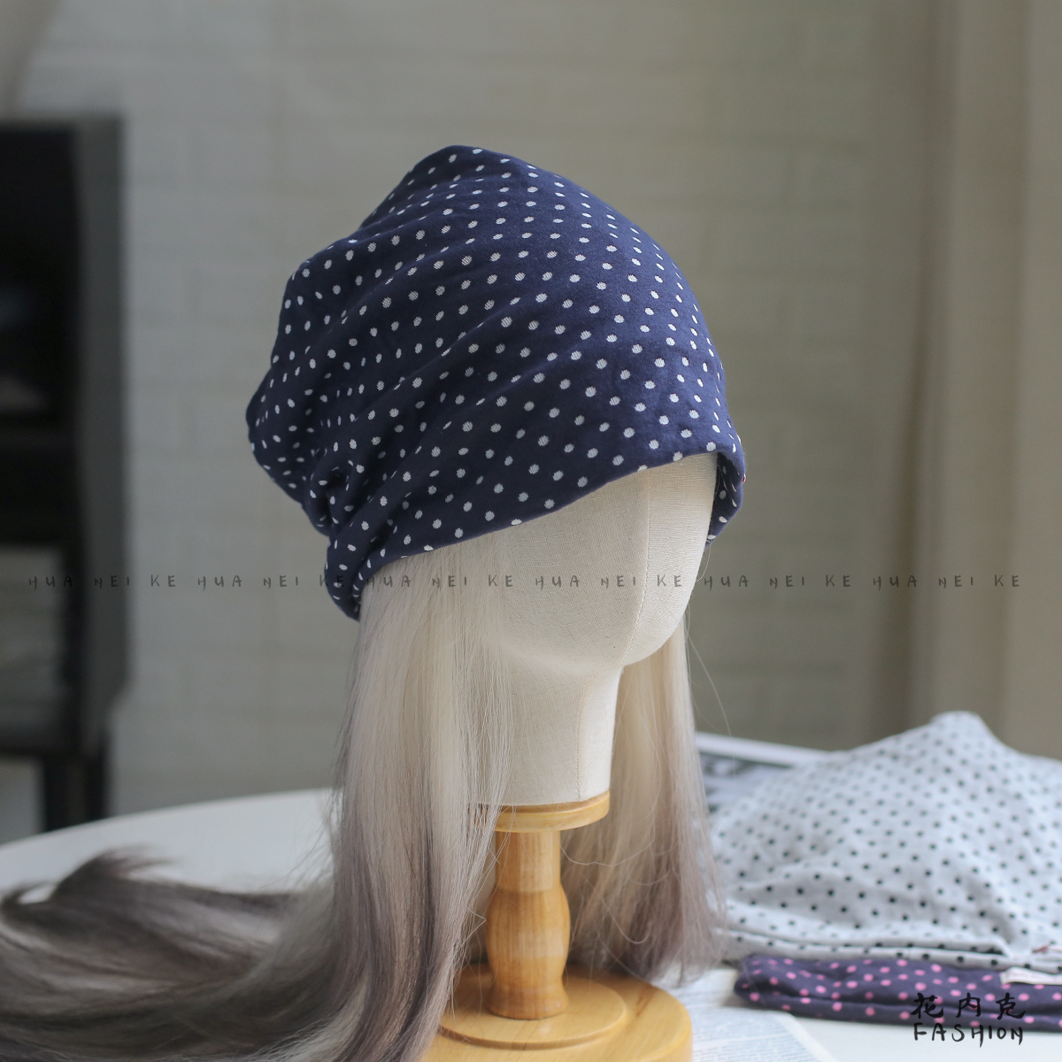 出口日韩~新款韩系波点包头帽女薄款透气文艺百搭显脸小堆堆帽040