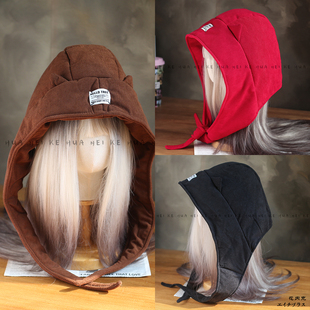 出口日韩 小恶魔夹棉保暖套头帽女秋冬保暖防风系带护耳雷锋帽086