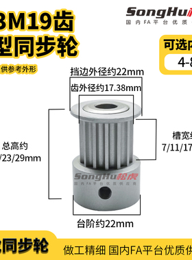 HTPA19S3M060 100 150-K-P-d4至8孔S3M19齿同步轮铝合金同步带轮