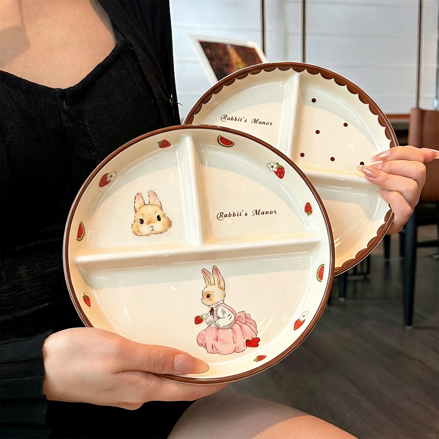 可爱211减脂分格餐盘大人减肥专用儿童早餐定量分餐盘减肥三格盘