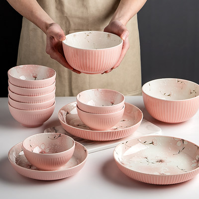 日式陶瓷吃饭碗盘家用米饭碗面碗网红餐具高颜值好看的碗单个雪梅