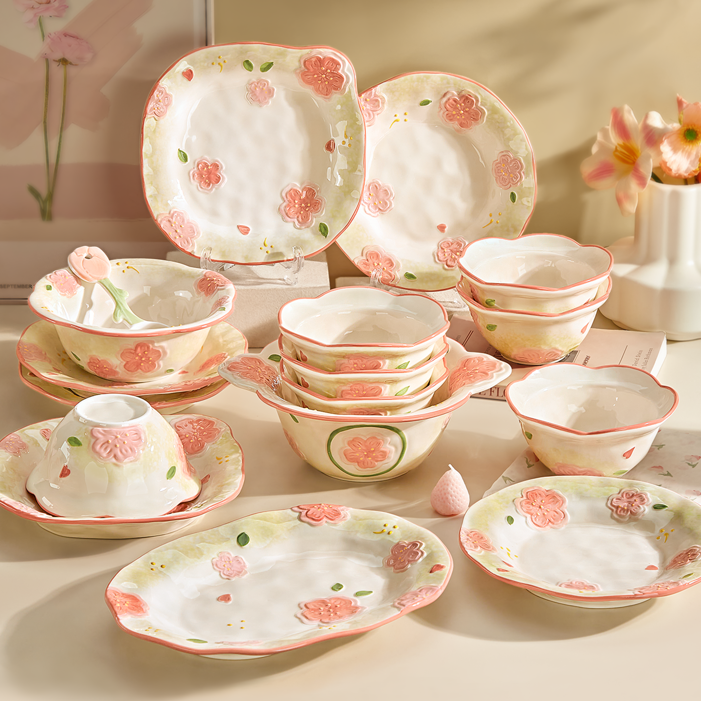 清新陶瓷米饭碗家用2026新款高颜值吃饭碗汤面碗好看的菜盘子鱼盘,餐饮具,碗,淘宝优惠券,粉丝福利购,淘宝优惠卷