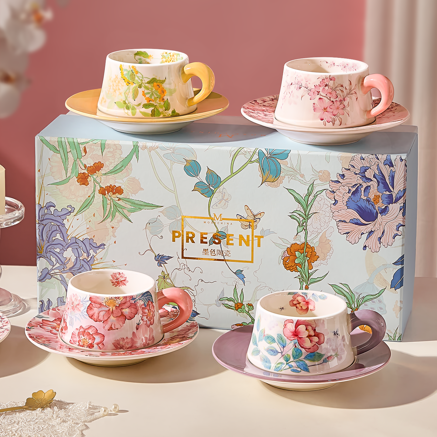 咖啡杯碟套装礼盒装高档精致搬家乔迁新居结婚新婚礼物实用杯子