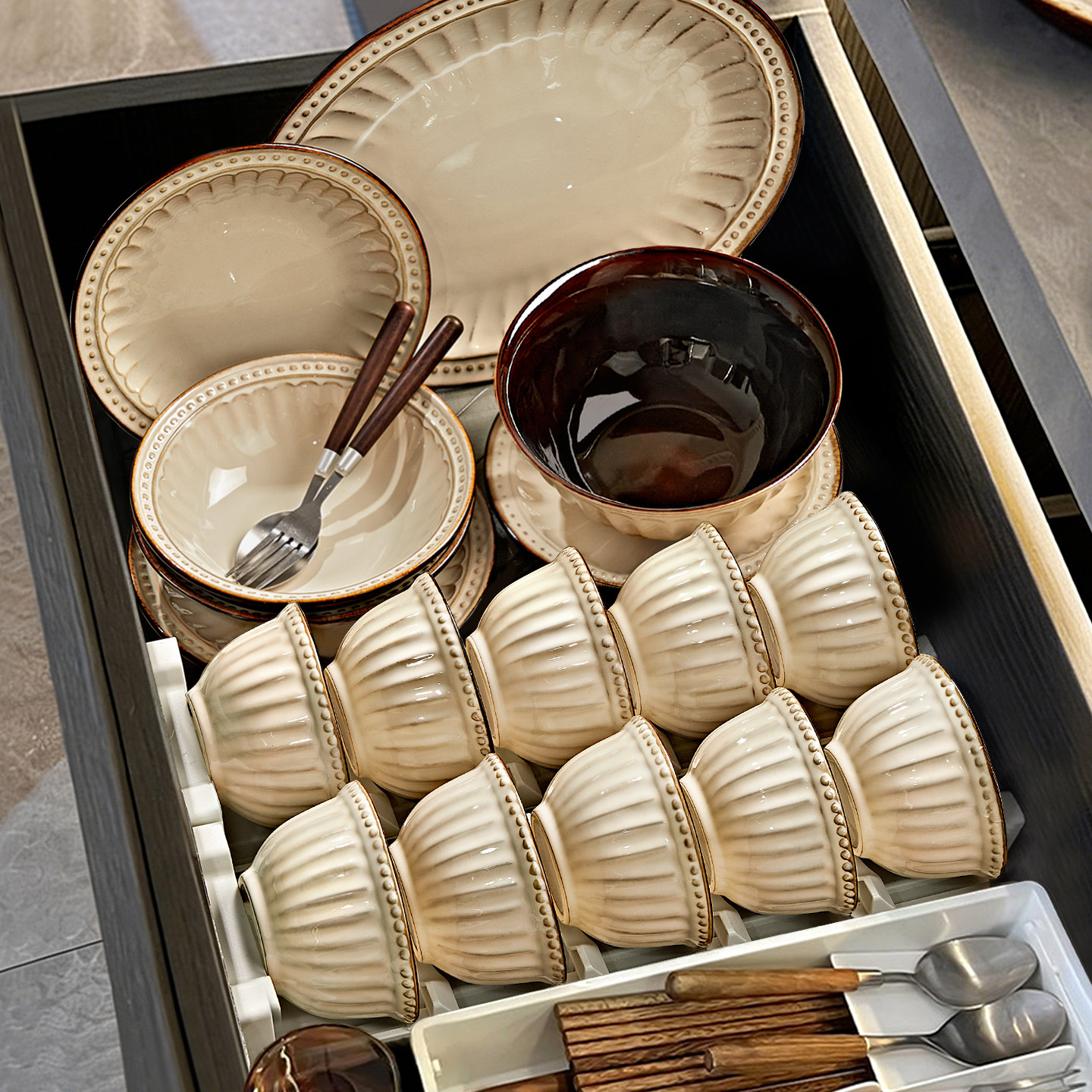 高档复古陶瓷餐具套装乔迁新居图片