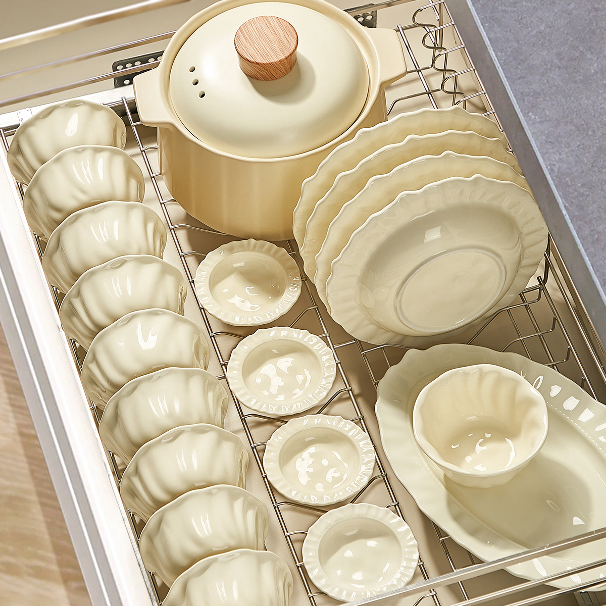 奶油风碗碟餐具套装家用乔迁之喜