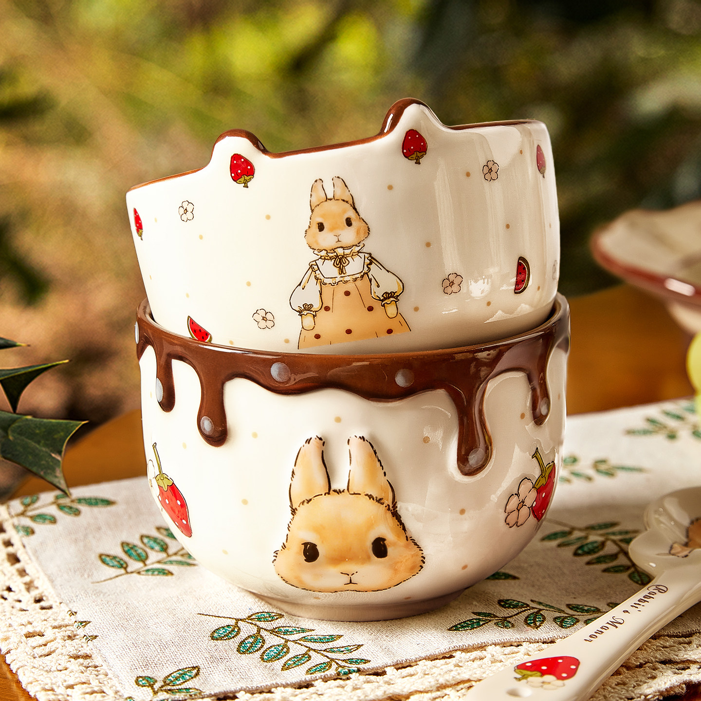 原创糯米兔陶瓷米饭碗碗碟餐具