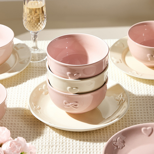 高颜值碗碟餐具好看 奶油风陶瓷米饭碗家用2025新款 面碗汤碗盘子