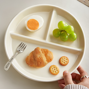 陶瓷211减脂分格餐盘大人减肥专用儿童定量分餐盘家用早餐盘餐具