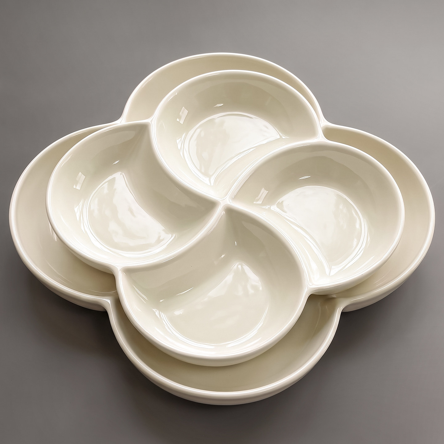 陶瓷四喜蒸盘家用分格餐盘减脂早餐盘子四格点心备菜盘拼盘分隔盘图片