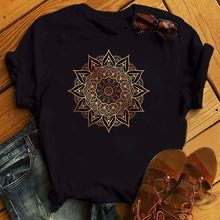 Maycaur New Mandala Floral Printed T Shirt Women Casual