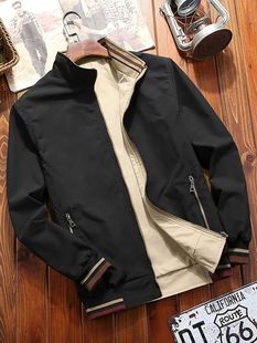 Jacket Coat Windproof Ribb Pockets Sports Zipper Men Lapel
