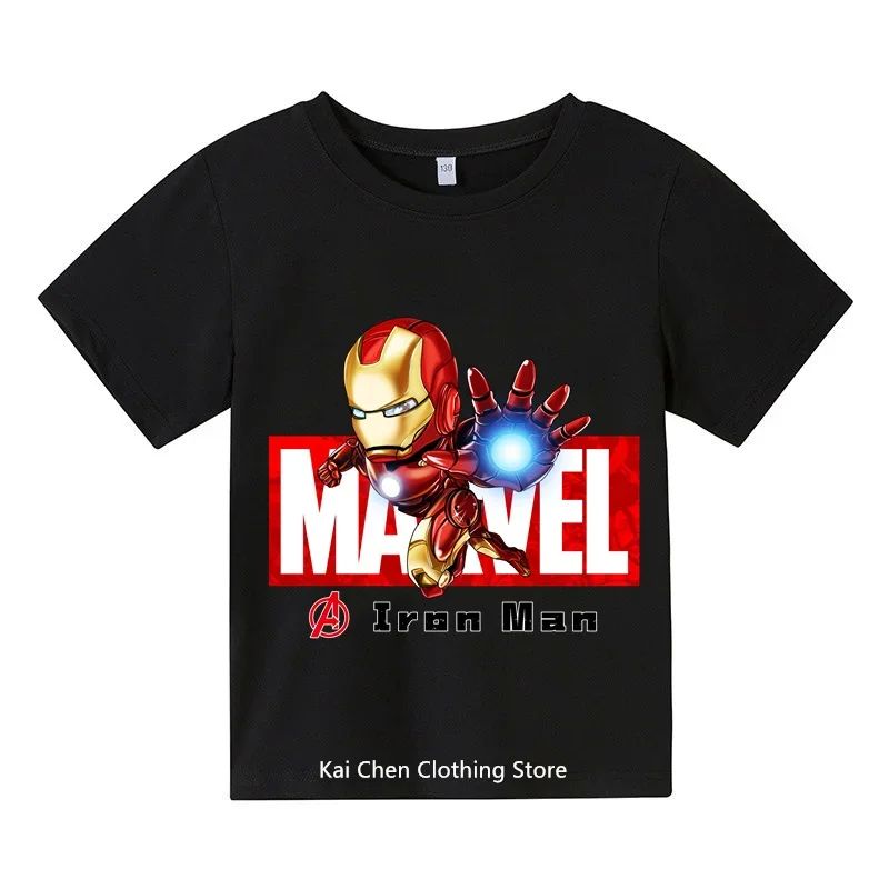 2024 Summer Fashion Kids Superhero Iron Man Short Sleeve