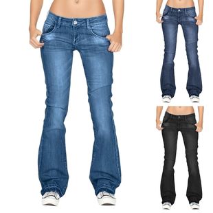 Woman Slim Bell Mid Stretch Waist Pants Jeans Women Flare