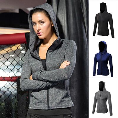Women Sport Running Jacket Zipper Yoga Coat Training Fitness