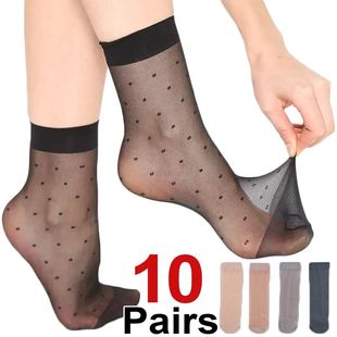 Socks Transparent Ultra thin Women Black Elastic Dot