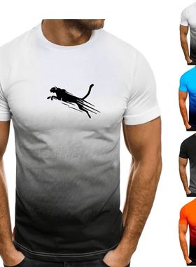 New Men's T-Shirt 3d Simple Print Short-Sleeved O-Neck