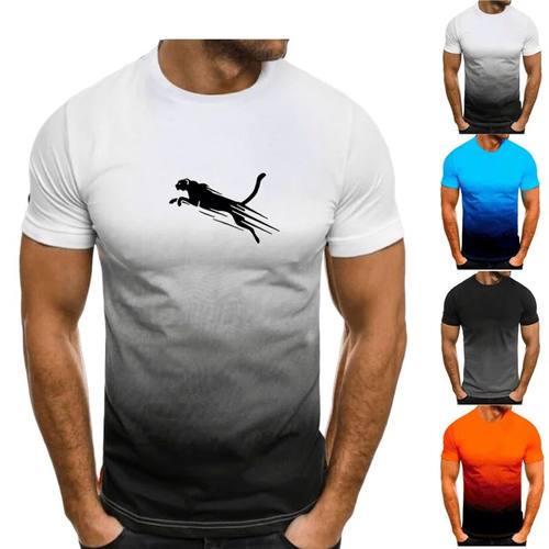 New Men's T-Shirt 3d Simple Print Short-Sleeved O-Neck
