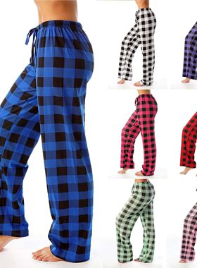 Women Christmas Pajama pants Autumn Winter Plaid Printed