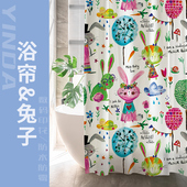 卫生间浴帘套装 防水防霉加厚浴室日本免打孔卡通门帘隔断洗澡布帘