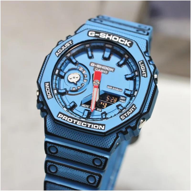 正品CASIO G-SHOCK卡西欧农家橡树蓝白漫画手绘风格男女运动手表