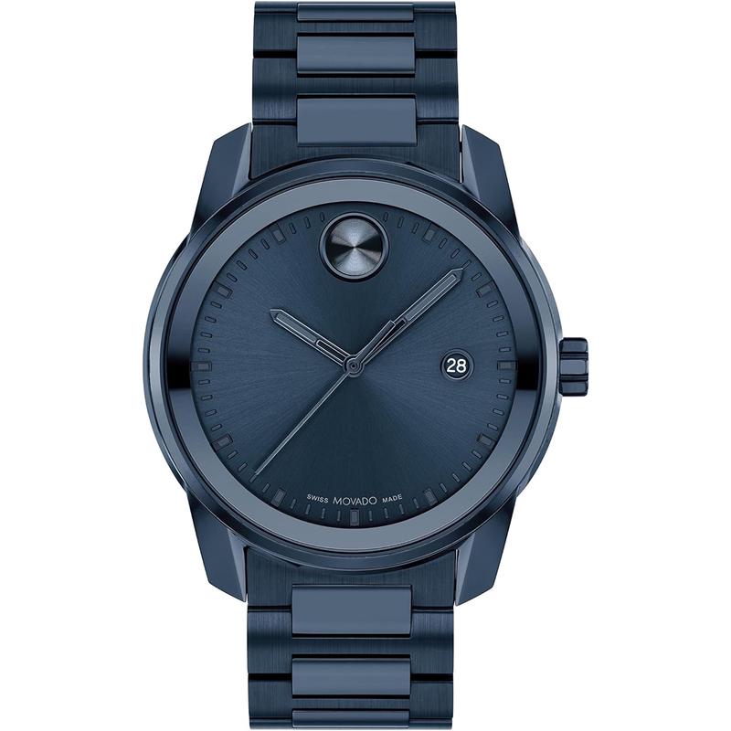 Movado/摩凡陀男士瑞士腕表蓝盘不锈钢表带mm轻奢商务表