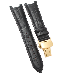 真皮凹形接口表带 适配GC guess男女皮带蝴蝶扣手表链20 22mm