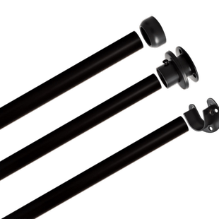 阳台晾衣架带管座墙上打孔晒衣架黑色不锈钢管晾衣服杆子室内单杆