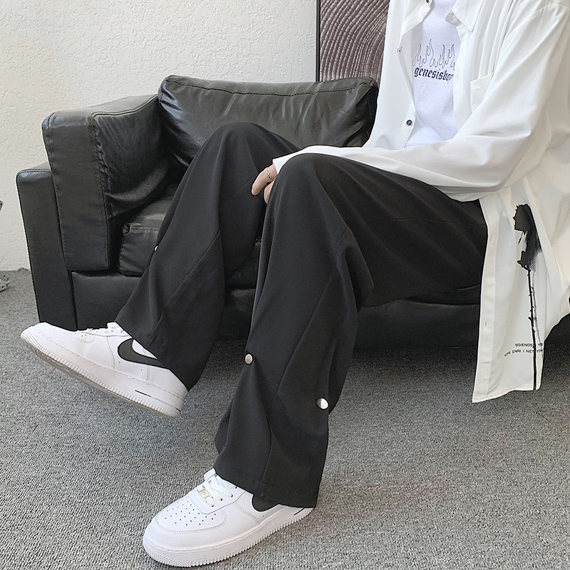 轻薄垂顺暗扣束脚西裤男女同款拖地休闲长裤K2117P55控价78,男装休闲裤,电商A073