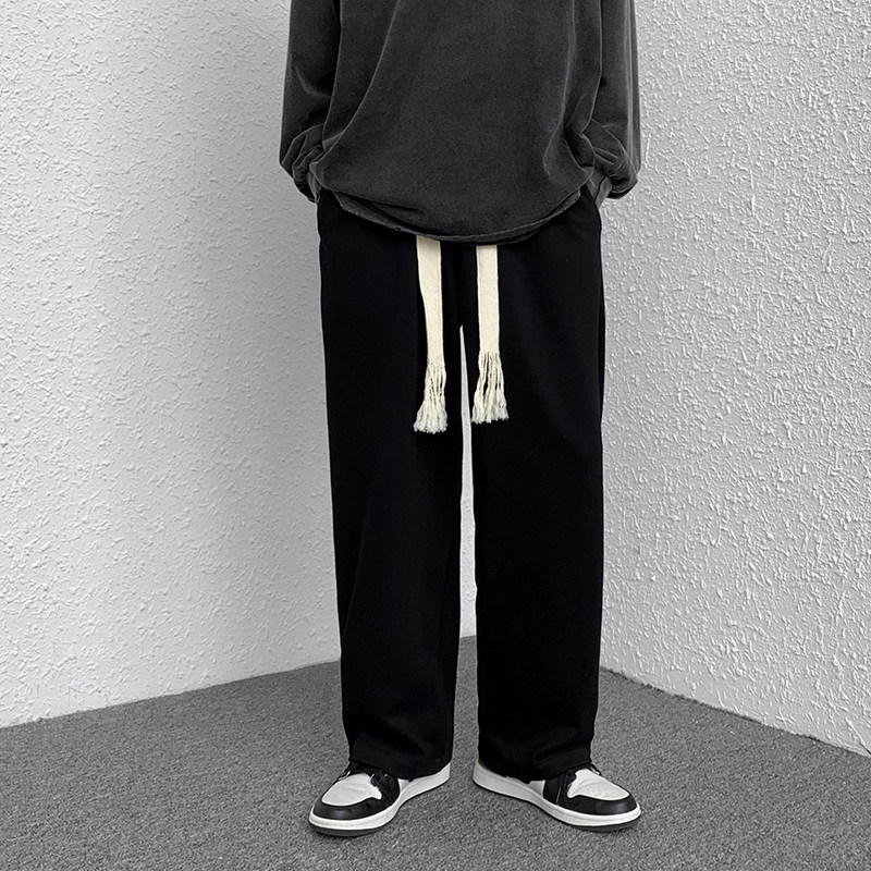 情侣百搭编织抽绳休闲裤男大码宽松拖地裤,男装休闲裤,电商A073
